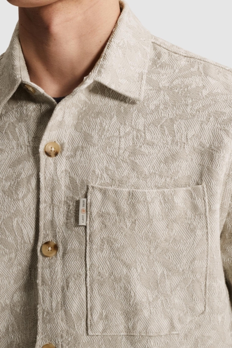 Cast Iron ecru heren overhemd | Close up