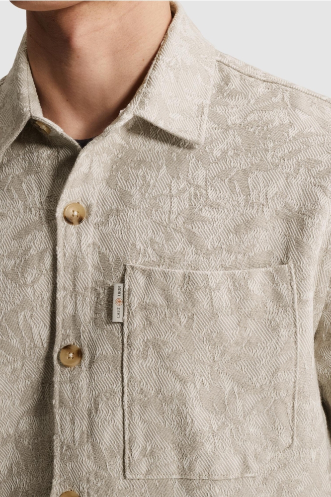 Cast Iron ecru heren overhemd | Close up