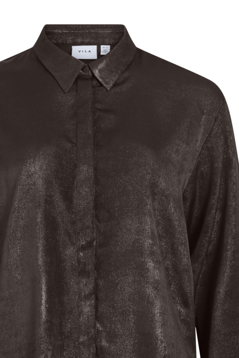Vila bruine dames blouse | Close up