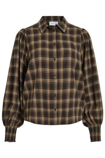 Vila Blouse VILENE CHECK L/S SHIRT 14119875 NOMAD/COFFEE BEAN