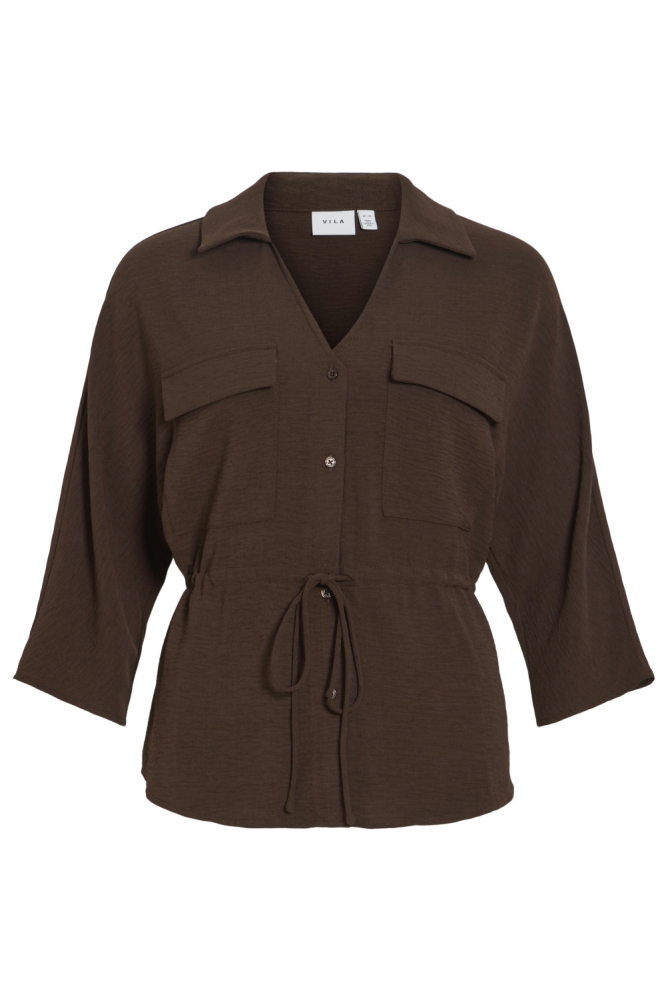 Vila bruine dames blouse | Vooraanzicht