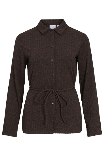 Vila Blouse VIMERESA COLLAR L/S SHIRT 14117521 Coffee Bean