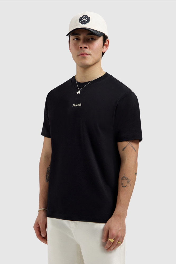 Pure Path zwarte heren t-shirt | Model vooraanzicht