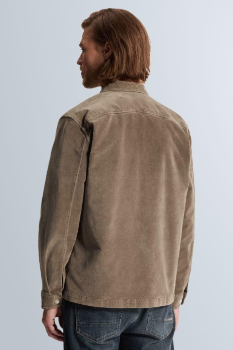 Cast Iron taupe heren overhemd | Model achteraanzicht
