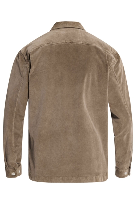 Cast Iron taupe heren overhemd | Achteraanzicht