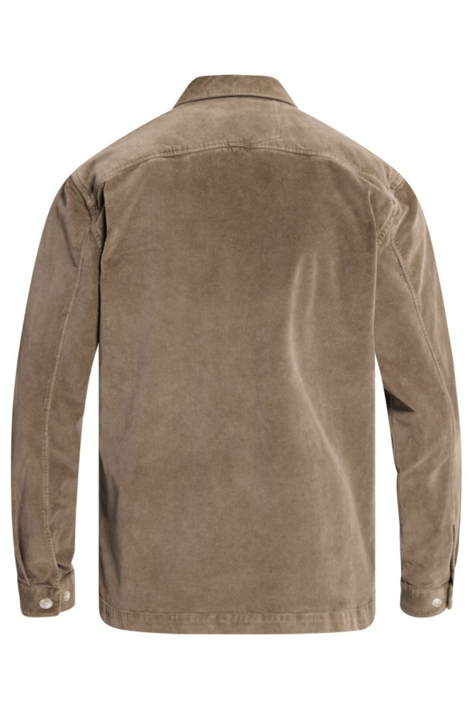 Cast Iron taupe heren overhemd | Achteraanzicht