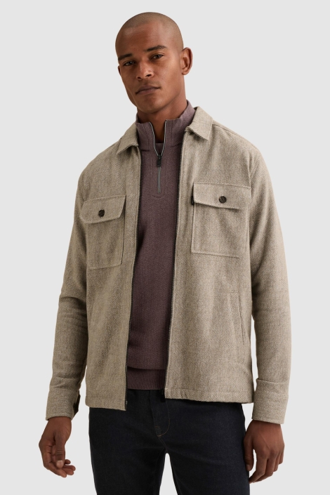 Vanguard taupe heren overhemd | Model vooraanzicht