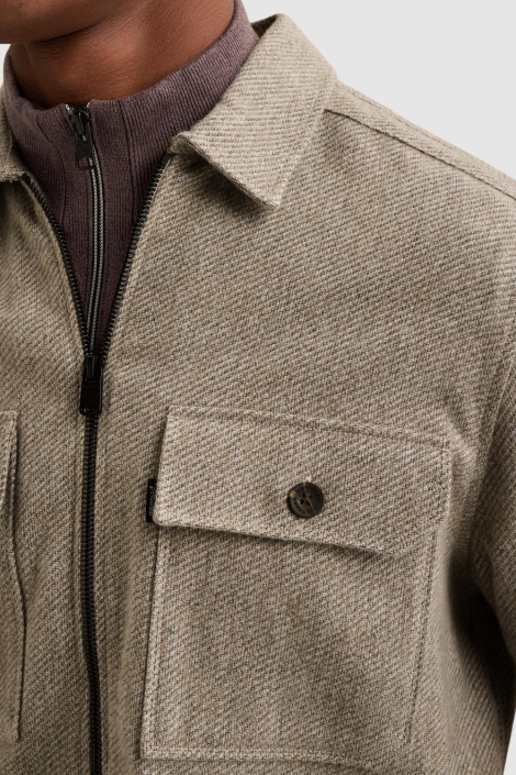 Vanguard taupe heren overhemd | Close up