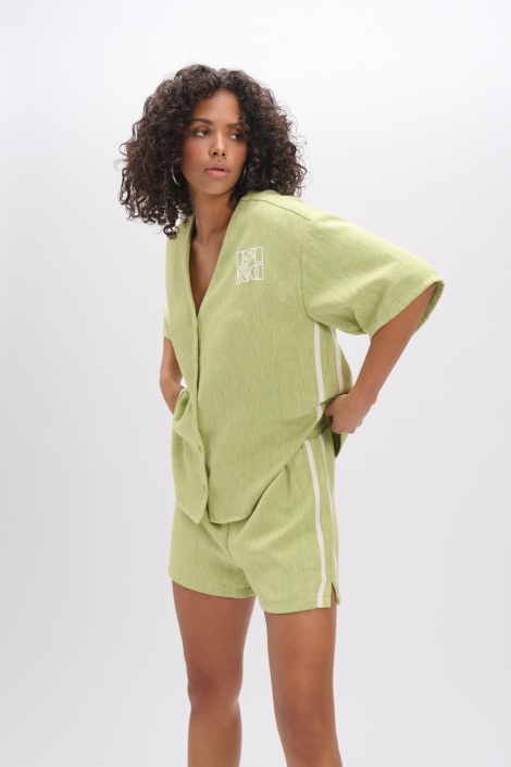 Refined Department groene dames blouse | Model vooraanzicht