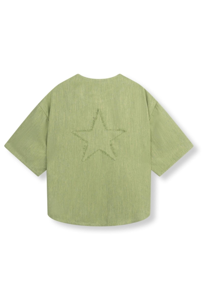 Refined Department groene dames blouse | Achteraanzicht