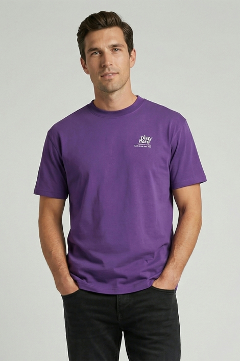 Cars paarse heren t-shirt | Model vooraanzicht