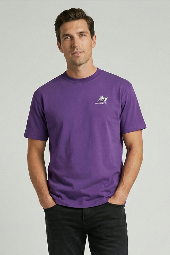 Cars paarse heren t-shirt | Model vooraanzicht