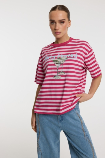 Refined Department T-shirt LOUI KNITTED OVERSIZED T SHIRT R2603716981 300 SOFT PINK