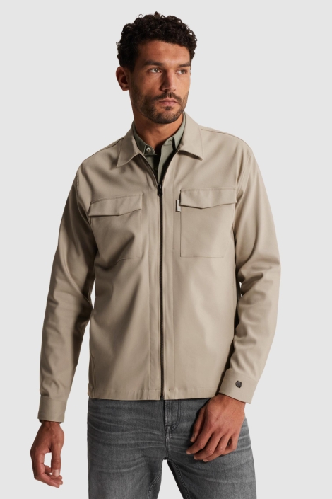 Cast Iron taupe heren overhemd | Model vooraanzicht