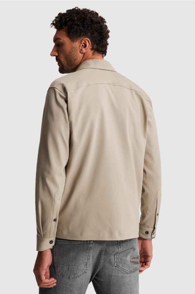 Cast Iron taupe heren overhemd | Model achteraanzicht