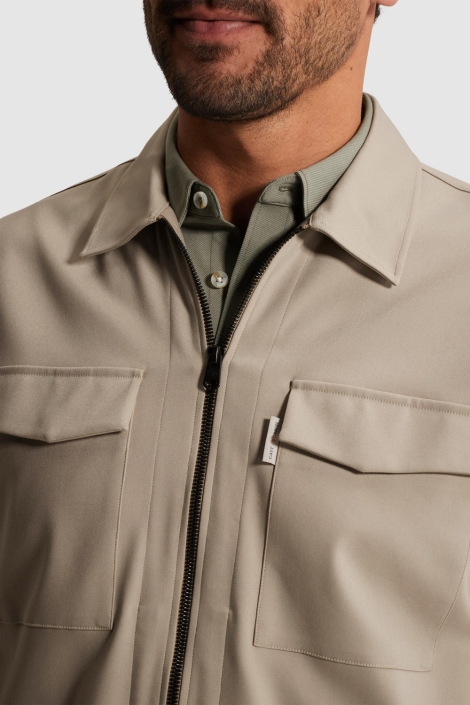 Cast Iron taupe heren overhemd | Close up