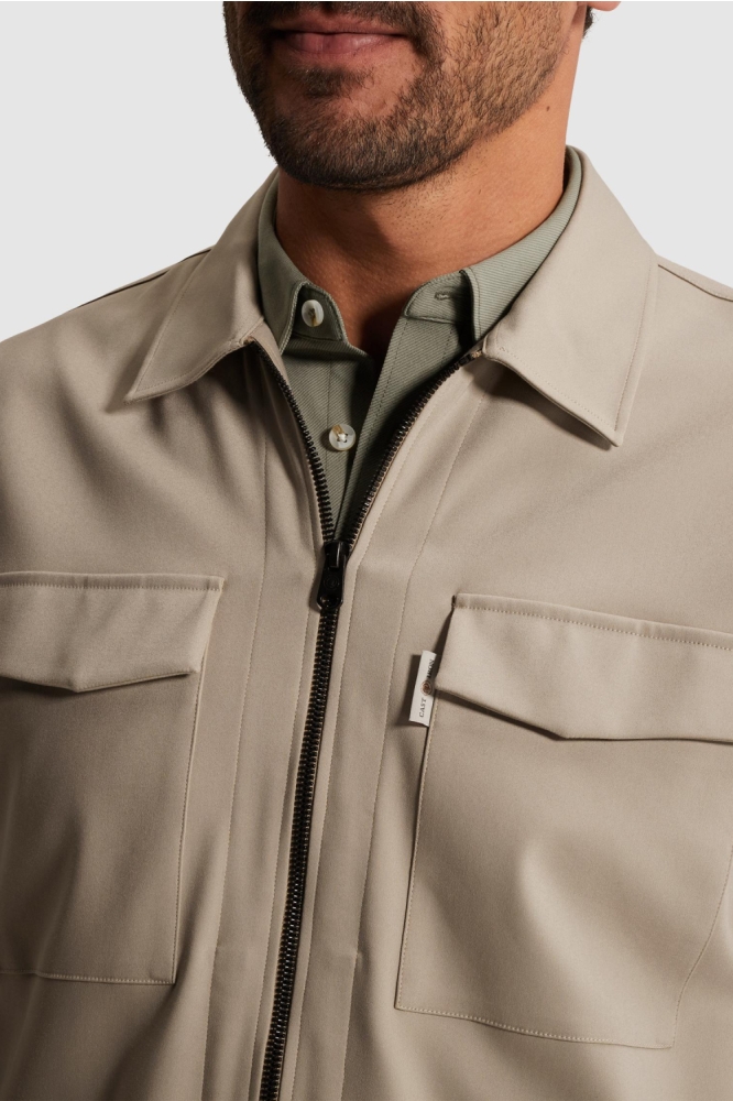 Cast Iron taupe heren overhemd | Close up