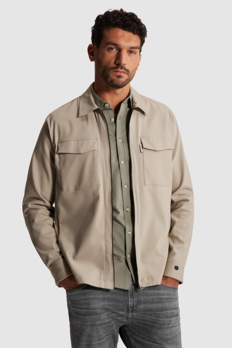 Cast Iron taupe heren overhemd | Model vooraanzicht