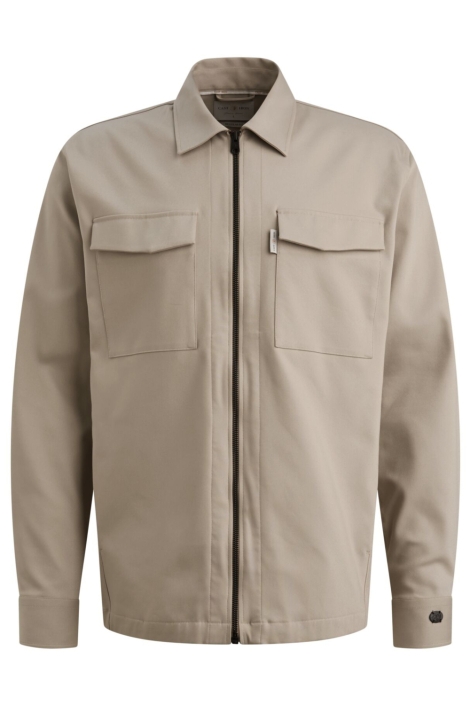 Cast Iron taupe heren overhemd | Vooraanzicht