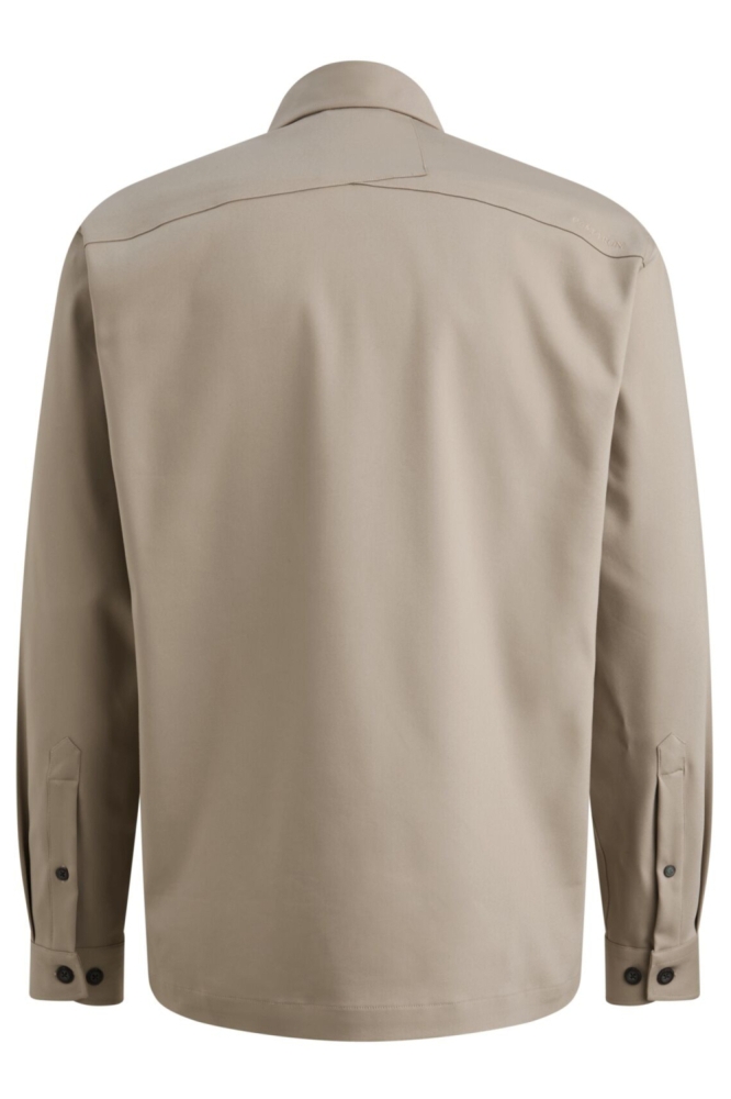 Cast Iron taupe heren overhemd | Achteraanzicht