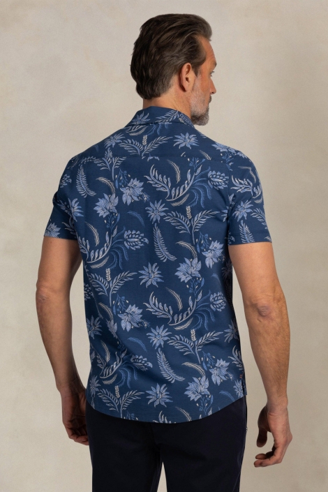 NZA blauwe heren overhemd | Model achteraanzicht