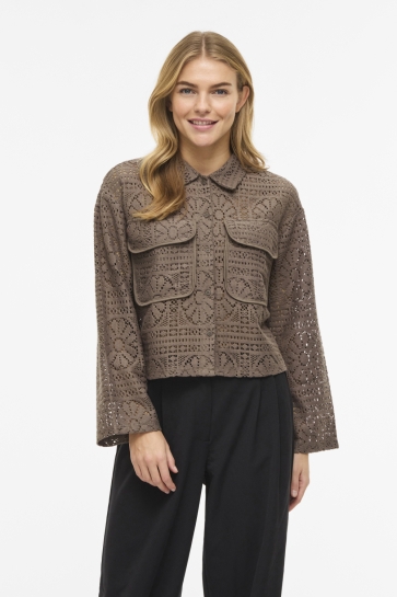 Vila vimerinda crochet l/s shirt - noos Bruin