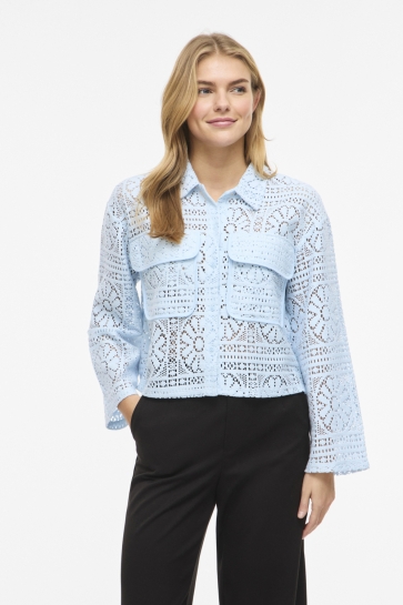 Vila vimerinda crochet l/s shirt - noos Blauw