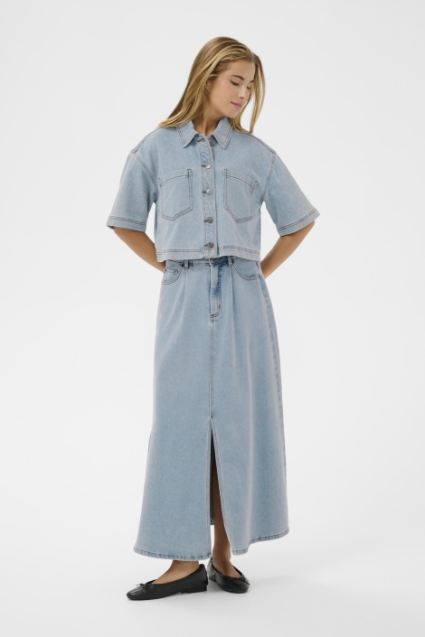 Kaffe blauwe dames blouse | Model