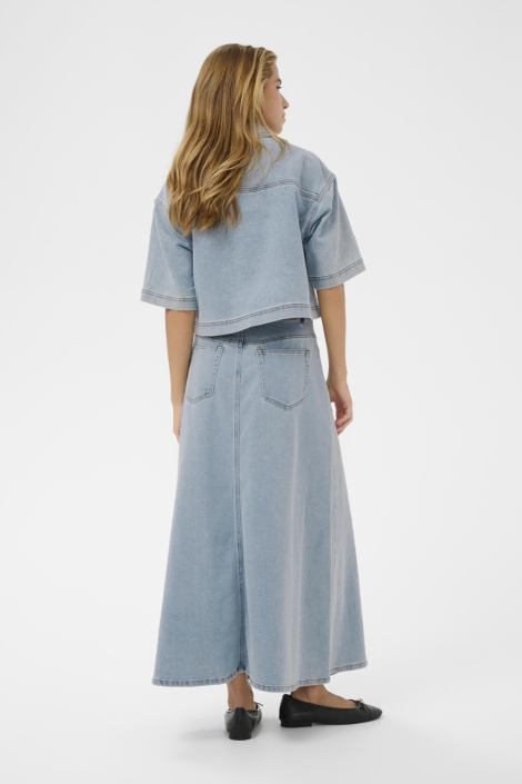 Kaffe blauwe dames blouse | Model