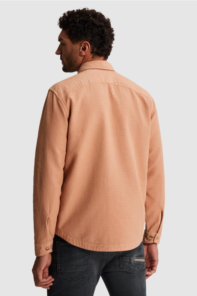 Cast Iron oranje heren overhemd | Model achteraanzicht