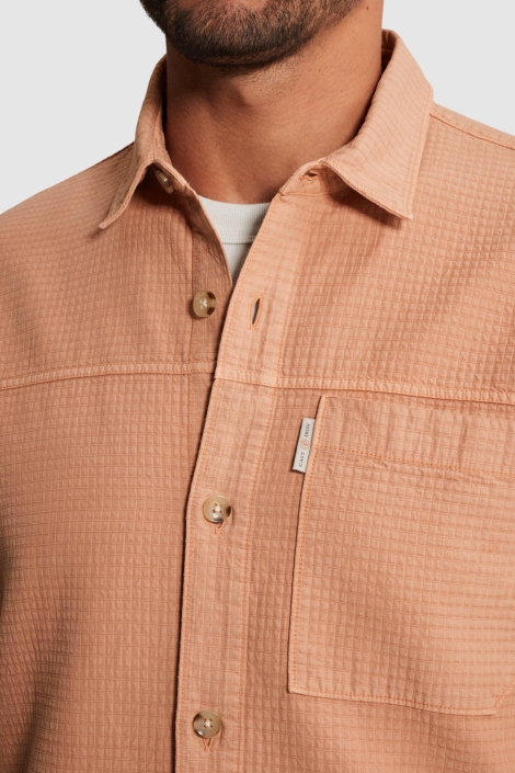 Cast Iron oranje heren overhemd | Close up