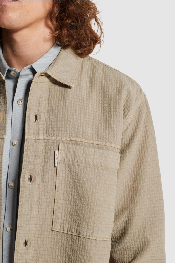 Cast Iron taupe heren overhemd | Close up