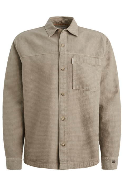 Cast Iron taupe heren overhemd | Vooraanzicht