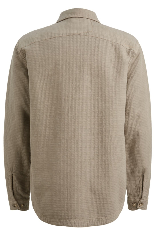 Cast Iron taupe heren overhemd | Achteraanzicht