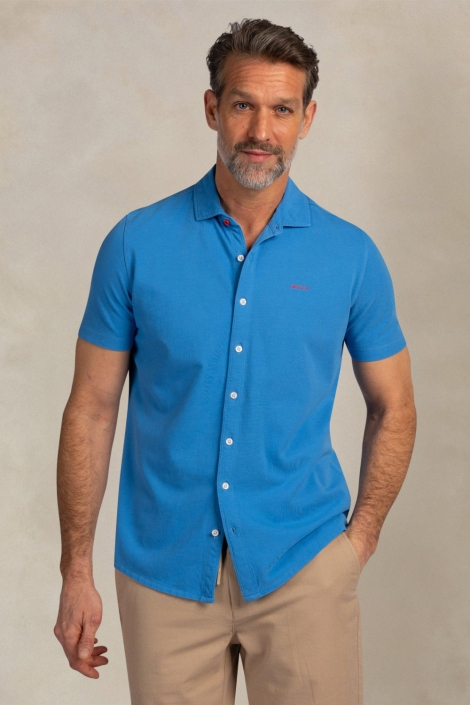 NZA blauwe heren overhemd | Model vooraanzicht