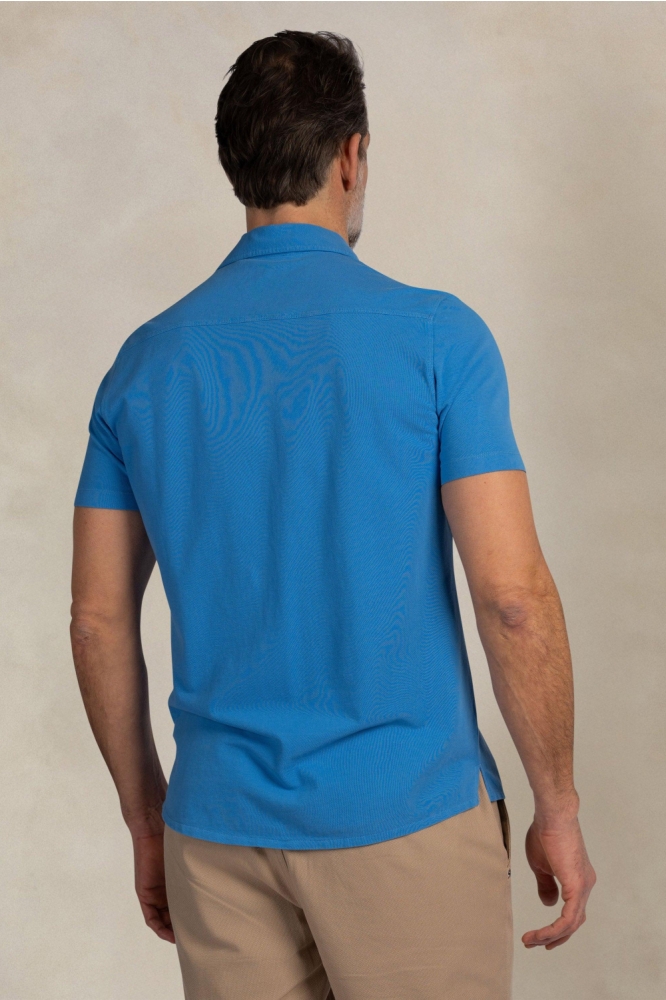 NZA blauwe heren overhemd | Model achteraanzicht