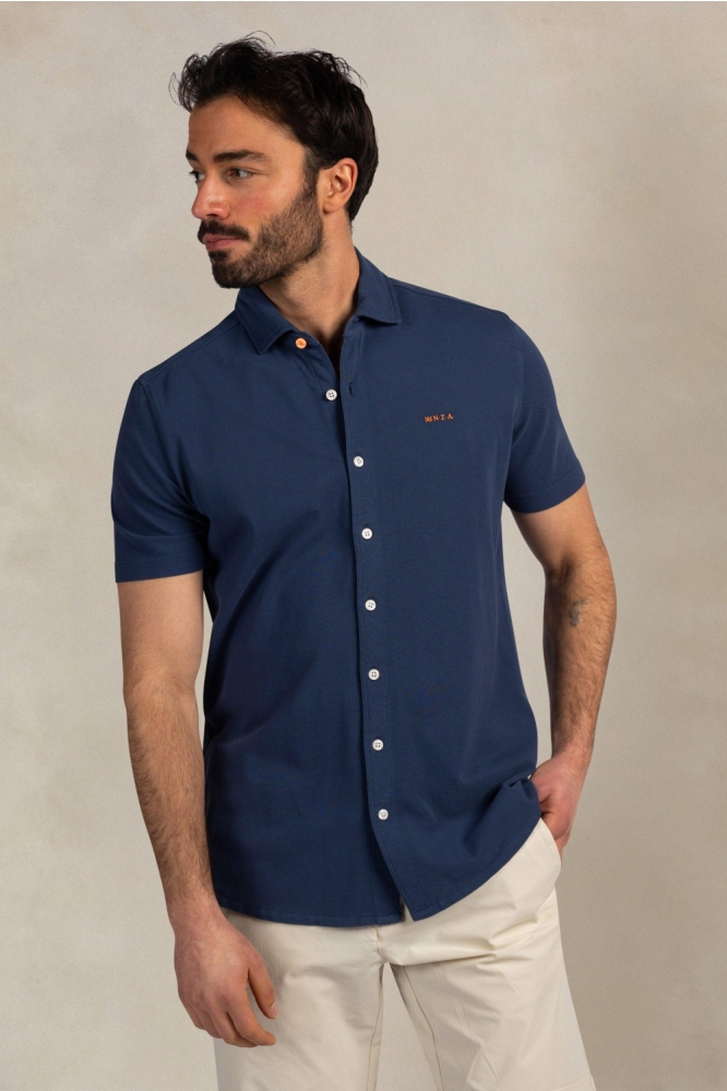NZA blauwe heren overhemd | Model vooraanzicht