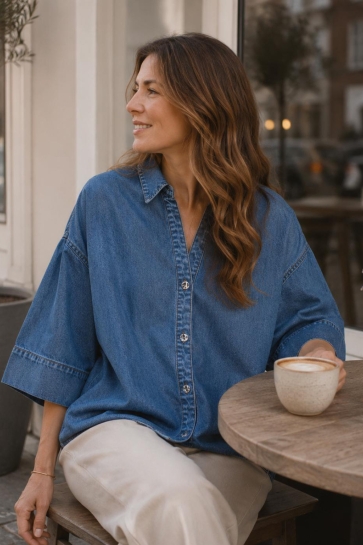 Freequent Blouse FQMILO SHIRT 207843 MEDIUM BLUE DENIM
