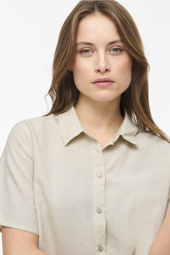 Vila beige dames blouse | Close up