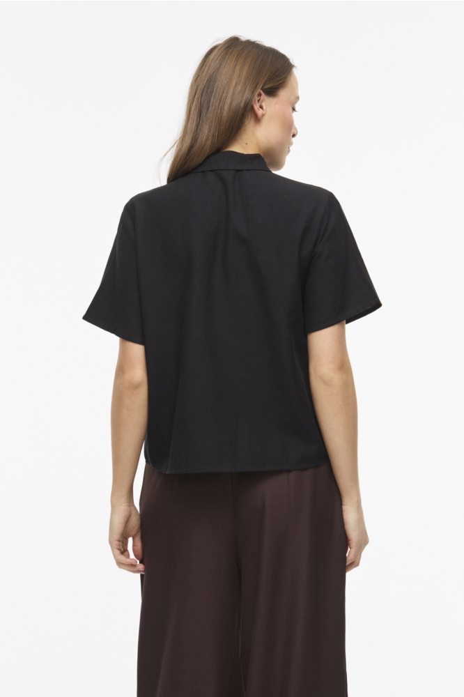 Vila zwarte dames blouse | Model achteraanzicht