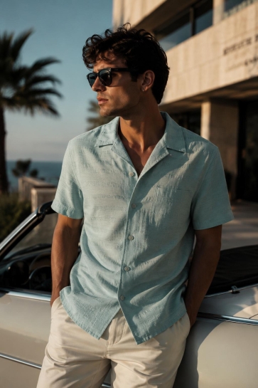 Antony Morato Overhemd MANILA 2 MMSS00200 FA950200 4094 AQUAMARINE