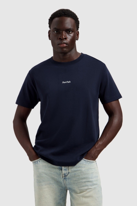 Pure Path blauwe heren t-shirt | Model vooraanzicht