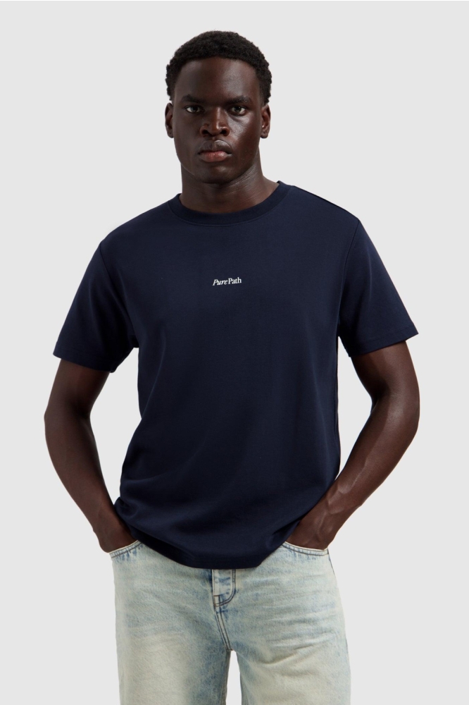 Pure Path blauwe heren t-shirt | Model vooraanzicht