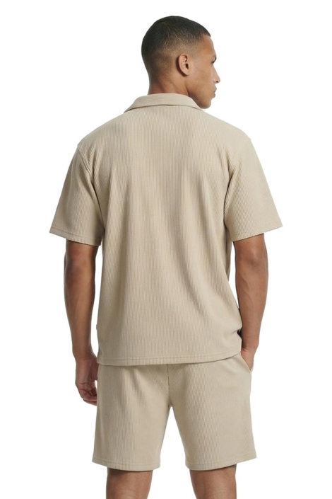 Malelions taupe heren overhemd | Model achteraanzicht