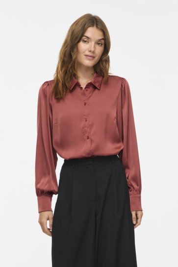Vila Blouse VIENNA RAVENNA L/S BALLOON SHIRT - 14107462 MARSALA