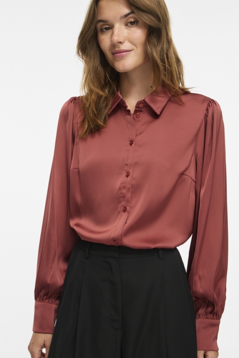 Vila oranje dames blouse | Model vooraanzicht