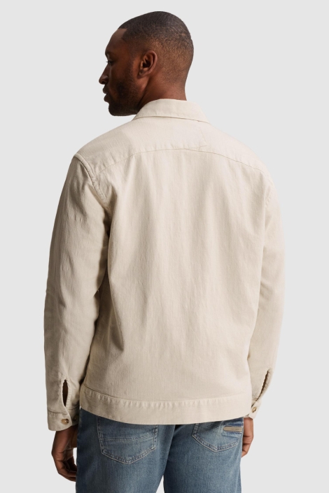 Cast Iron beige heren overhemd | Model achteraanzicht