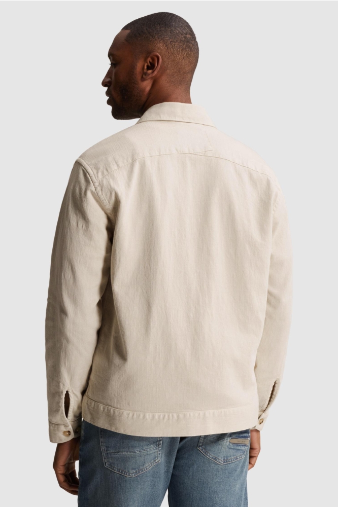 Cast Iron beige heren overhemd | Model achteraanzicht