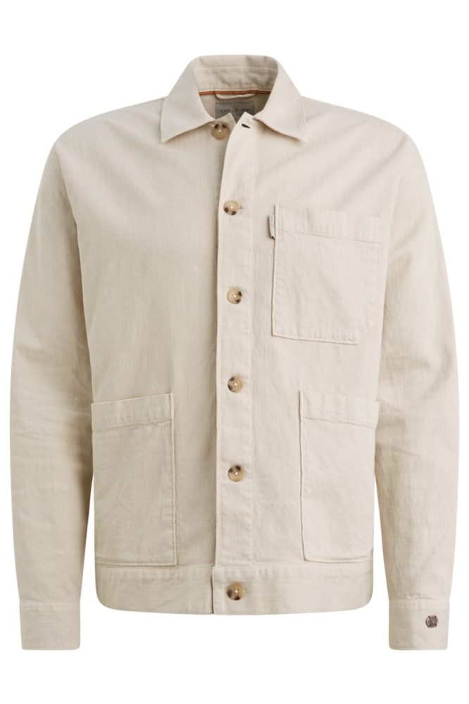 Cast Iron beige heren overhemd | Vooraanzicht