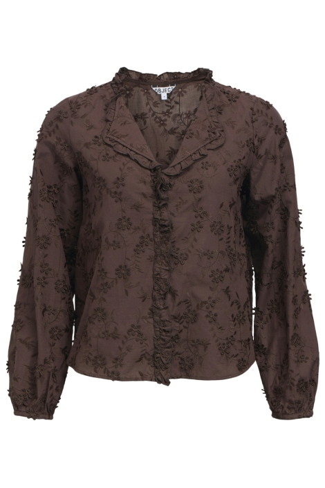 Object bruine dames blouse | Vooraanzicht